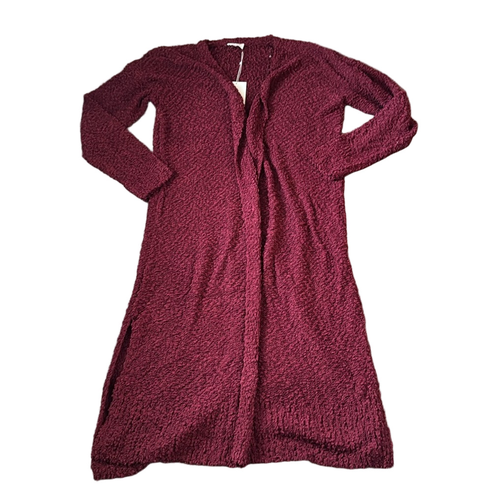 Andrée by Unit Burgundy Open Front Cardigan Sweater Boucle Knit NWT SIZE 1X